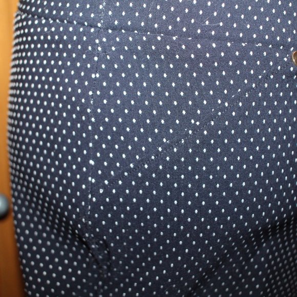 Anne Klein Navy Polka Dot Pull On Knit Crop Pants Size 6 - Picture 4 of 9